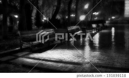 Rainy Night in the Park 131039118