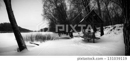 Winter Riverside Serenity: A Frosty Tale Along the Riverbanks 131039119