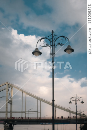 KYIV, UKRAINE Pedestrian bridge over Dnypro river in Kyiv 131039268