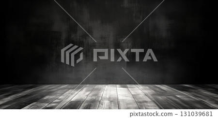 Dark studio background with wooden floor for creative display 131039681