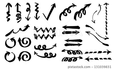 Simple hand-drawn arrow, brush pen, monochrome Simple hand-drawn arrow, brush pen, monochrome 131039831