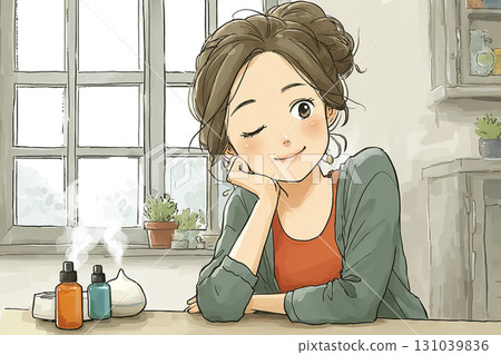 Miyu系列：享受芳香療法放鬆的女人 131039836