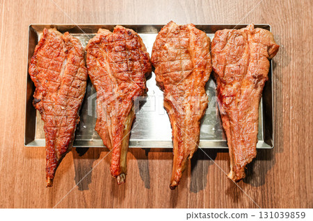 Chinese food. Grilled lamb ribs 131039859