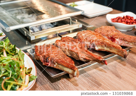 Chinese food. Grilled lamb ribs Chinese food. Grilled lamb ribs 131039868