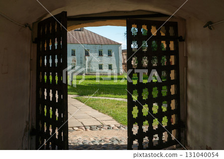 Wooden gate in the wall of the Kirillo-Belozersky Monastery (Russia) 131040054