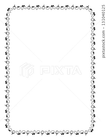 Simple hand-drawn square frame with cute vegetable images 131040125