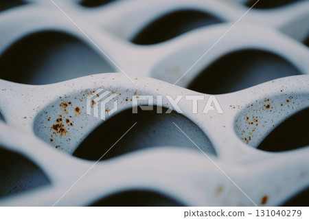 Textured close-up of a weathered concrete surface showing unique patterns 131040279