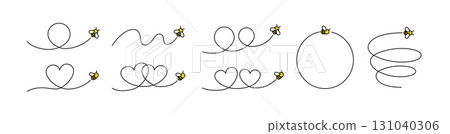 A collection of cartoons of flying bees. Cute bee characters A collection of cartoons of flying bees. Cute bee characters 131040306