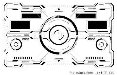 HUD sci-fi interface screen view black circular geometric design virtual futuristic technology creative display on white vector 131040549