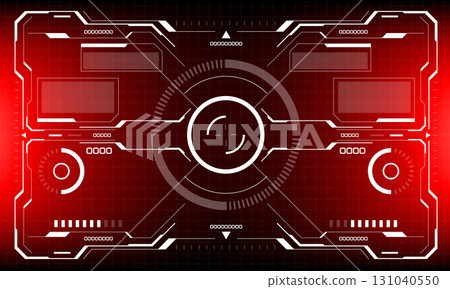 HUD sci-fi interface screen view white circular geometric design virtual futuristic technology creative display on red vector 131040550