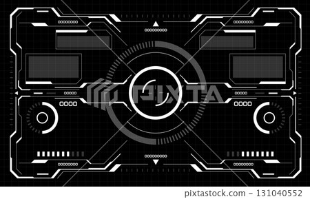 HUD sci-fi interface screen view white circular geometric design virtual futuristic technology creative display on black vector 131040552