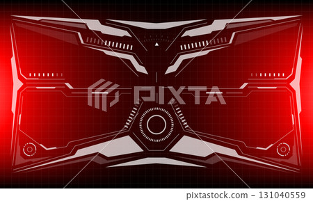 HUD sci-fi interface screen view white circular geometric design virtual futuristic technology creative display on red vector HUD sci-fi interface screen view white circular geometric design virtual futuristic technology creative display on red vector 131040559