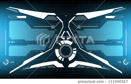 HUD sci-fi interface screen view white circular geometric design virtual futuristic technology creative display on blue vector HUD sci-fi interface screen view white circular geometric design virtual futuristic technology creative display on blue vector 131040567