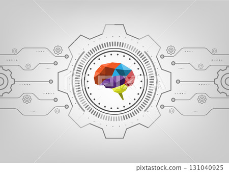 Polygon brain working and processing. Geometric creative communication thinking. Abstract futuristic science technology Polygon brain working and processing. Geometric creative communication thinking. Abstract futuristic science technology 131040925