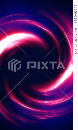 Bright swirling vortex of pink and purple neon lights forming a circular tunnel effect Bright swirling vortex of pink and purple neon lights forming a circular tunnel effect 131040943