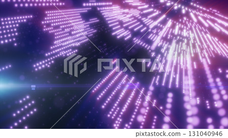 Abstract digital map with glowing purple dots and neon rays, symbolizing global technology and data flow Abstract digital map with glowing purple dots and neon rays, symbolizing global technology and data flow 131040946
