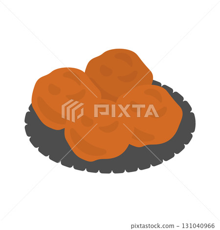Illustration of pickled plums (honey flavor) on a plate 131040966