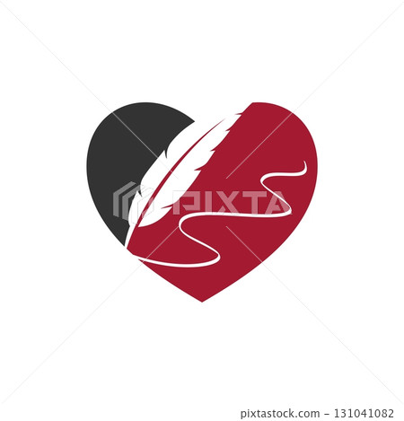 Heart Love Pen Feather Logo Template Illustration Design. Vector EPS 10. Heart Love Pen Feather Logo Template Illustration Design. Vector EPS 10. 131041082