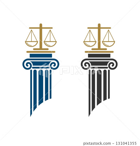 Scale of Justice and Pillar Law Office Logo Template Illustration Design. Vector EPS 10. 131041355