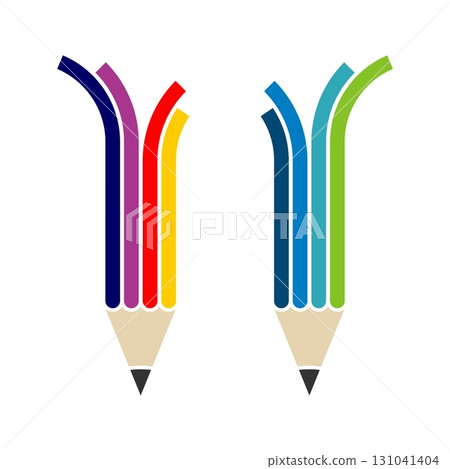 Colorful Pencil Line Logo Template Illustration Design. Vector EPS 10. 131041404