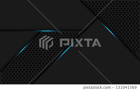 Abstract black metallic shadow circle mesh blue light geometric design modern luxury futuristic background vector Abstract black metallic shadow circle mesh blue light geometric design modern luxury futuristic background vector 131041569