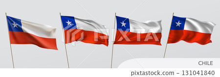 Set of Chile waving flag on isolated background vector illustration Set of Chile waving flag on isolated background vector illustration 131041840