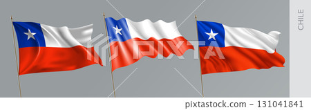 Set of Chile waving flag on isolated background vector illustration Set of Chile waving flag on isolated background vector illustration 131041841