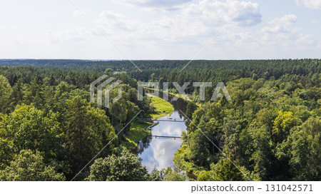 Forest Canopy Walkway at Anyksciai Regional Park, Scenic Aerial View, Lithuania Forest Canopy Walkway at Anyksciai Regional Park, Scenic Aerial View, Lithuania 131042571