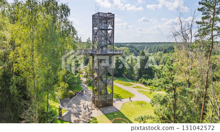 Anyksciai Treetop Walking Path and Observation Tower over Pine Forest, Lithuania Anyksciai Treetop Walking Path and Observation Tower over Pine Forest, Lithuania 131042572