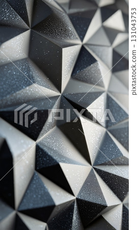 Modern Abstract Wall Design Featuring Geometric Black Triangles in a Stylish Pattern. 131043753