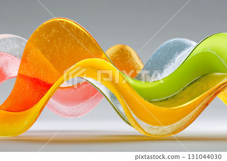 Colorful abstract waves in vibrant hues showcasing fluidity and dynamic movement in design 131044030