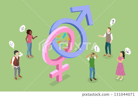 3D Isometric Flat Vector Illustration of Sexually Transmitted Infections, Viruses and Bacterias 131044071