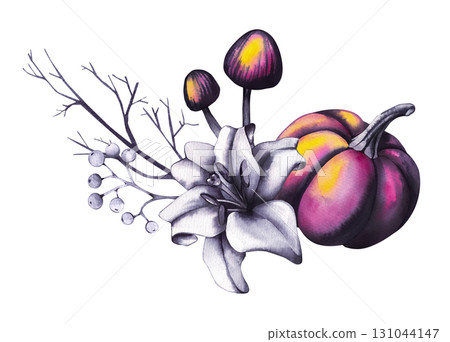 Halloween hand-drawn watercolor illustration 131044147