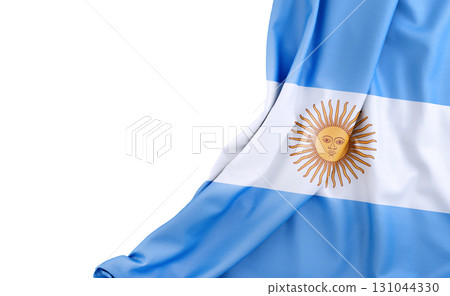 Flag of Argentina with empty space on the left. Isolated. 3D Rendering Flag of Argentina with empty space on the left. Isolated. 3D Rendering 131044330