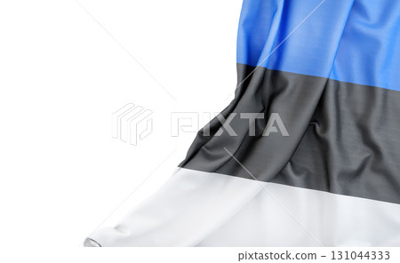 Flag of Estonia with empty space on the left. Isolated. 3D Rendering 131044333