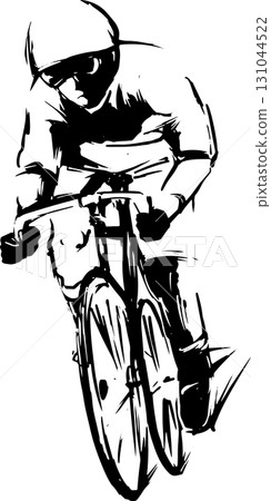 自行車賽車手的水墨畫插圖 131044522