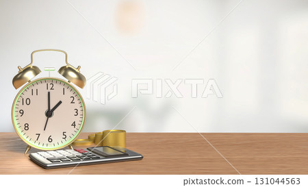 The Clock and calculator for Saving or Earn concept 3d Rendering. The Clock and calculator for Saving or Earn concept 3d Rendering. 131044563