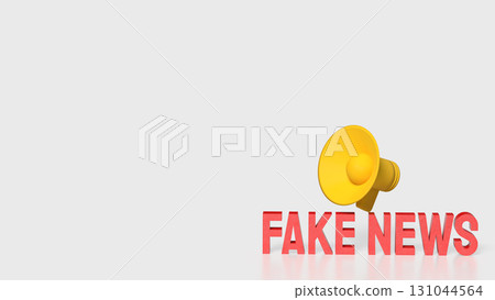The Red Fake news and yellow megaphone image 3d Rendering. 131044564