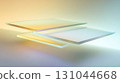 Translucent glass panels hovering in gradient space, displaying soft pastel hues and creating minimalist geometric design with contemporary visual appeal 131044668