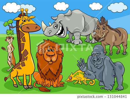 funny cartoon wild comic animals characters group 131044841