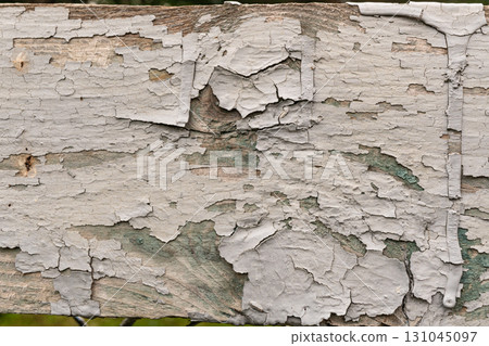 Weathered wooden surface with peeling paint texture Weathered wooden surface with peeling paint texture 131045097