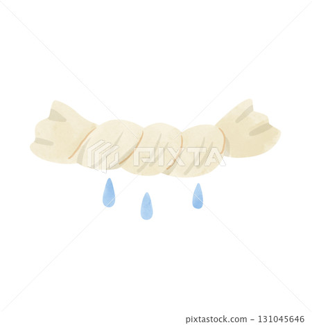 在擰乾的抹布上滴下的水 — — 水彩手繪插畫 131045646