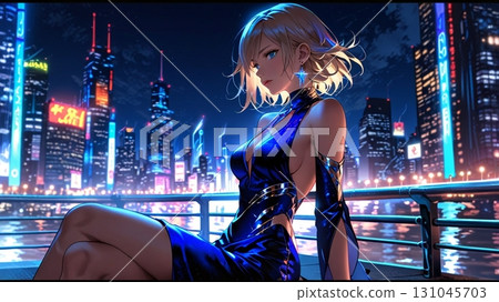 Woman gazing at the sea in the city Woman gazing at the sea in the city 131045703