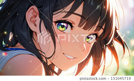 Cute elementary school girl wearing a hat 131045719