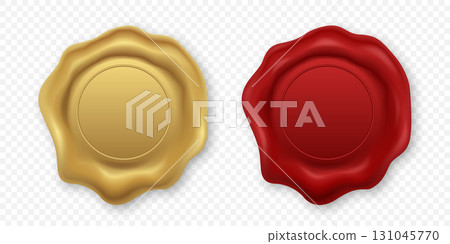 Vector 3d Realistic Wax Seal Set, Isolated. Red, Gold Vintage Wax Stamp. Antique Sealing Wax Emblem. Retro Envelope Closure. Classic Heraldic Insignia. Wax Badge for Invitation, Certificate Vector 3d Realistic Wax Seal Set, Isolated. Red, Gold Vintage Wax Stamp. Antique Sealing Wax Emblem. Retro Envelope Closure. Classic Heraldic Insignia. Wax Badge for Invitation, Certificate 131045770