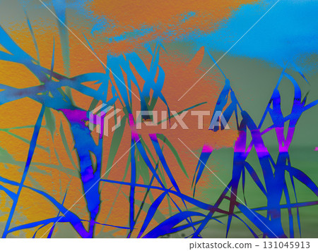 Abstract nature art of vibrant plants. An artistic representation of plants is set against a colorful backdrop Abstract nature art of vibrant plants. An artistic representation of plants is set against a colorful backdrop 131045913