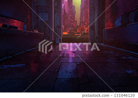 夜間後巷風景:AI 生成的素材 夜間後巷風景:AI 生成的素材 131046120