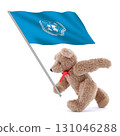 United Nations flag being carried by a cute teddy bear 131046288
