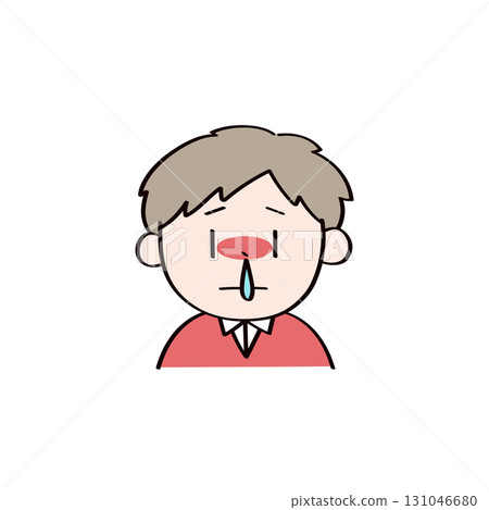 Illustration of a child with a runny nose Illustration of a child with a runny nose 131046680