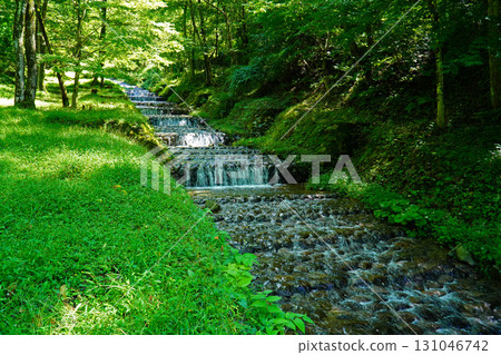 Ushiba River French style staircase work 131046742